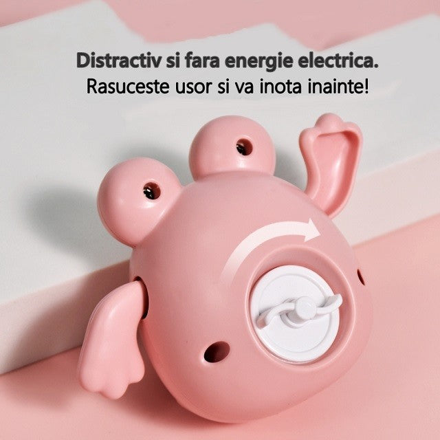 Jucărie De Baie Pentru Copii, Broscuță Cu Brațe Rotative, Plastic, Roz