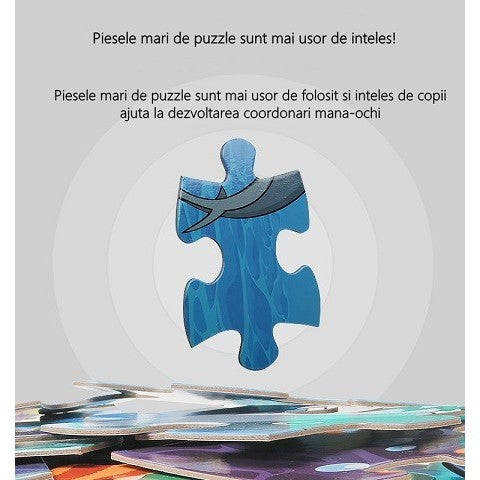 Puzzle Educativ pentru Copii, Set 2 Puzzle-uri Animale Ferma si Padure, Dezvoltare Coordonare si Logica, Carton, 48 Piese (2 x 24 Piese), Multicolor