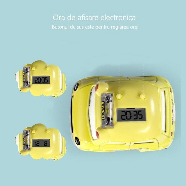Masina-Ceas Interactiva Pentru Copii, Cu Lumini Si Sunet, Aliaj, Galben
