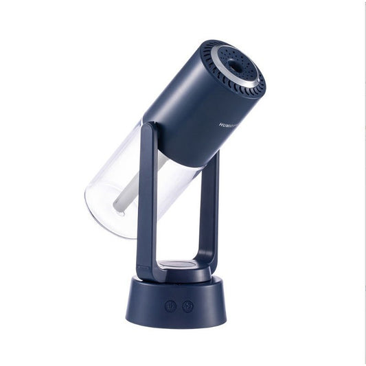 Umidificator si Purificator Aer Ultrasonic Portabil, Rezervor 200ml, Functie Ionizare si Rotatie 360 Grade, Lumina LED 7 Culori, Alimentare USB, Albastru