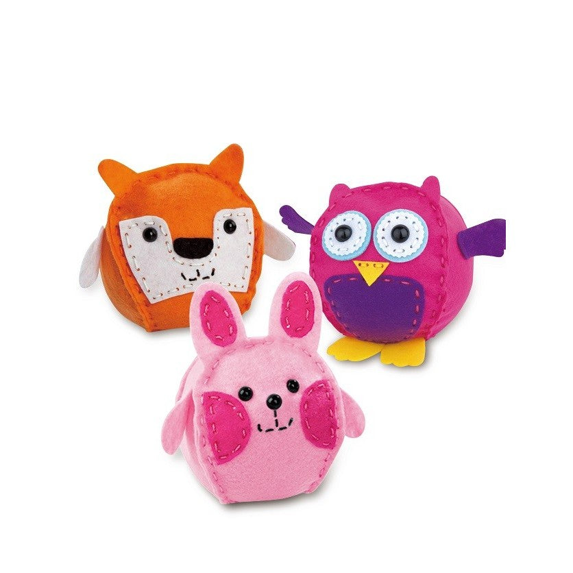 Dream Kids, Set Creativ de Cusut Perna DIY pentru Copii, Joc Educativ de Abilitati Practice, Material Textil Moale, Modele Bufnita, Vulpe sau Iepure, Varsta 5+ Ani, 3 Piese