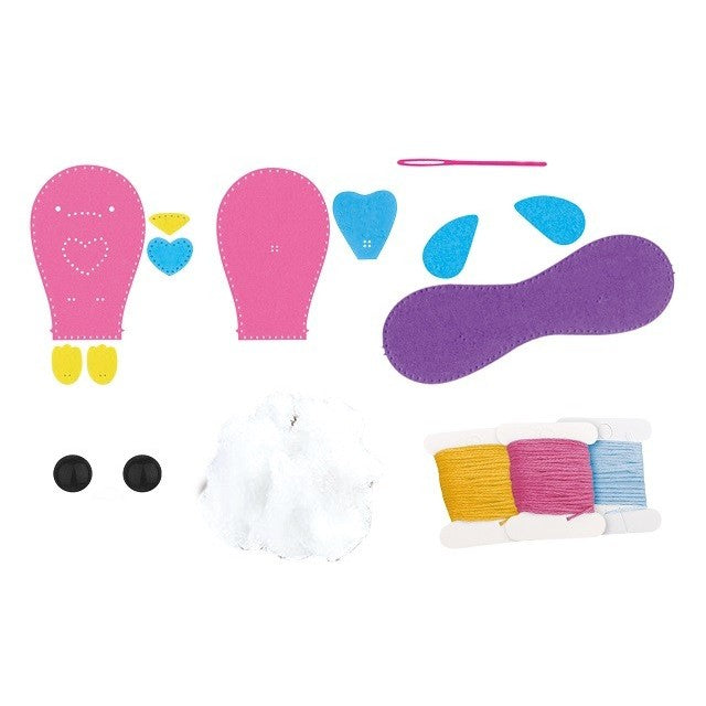 Dream Kids Set Creativ de Cusut Perna pentru Copii, Joc Educativ de Lucru Manual, Material Textil Moale, Model Pasare, Varsta 5+ Ani