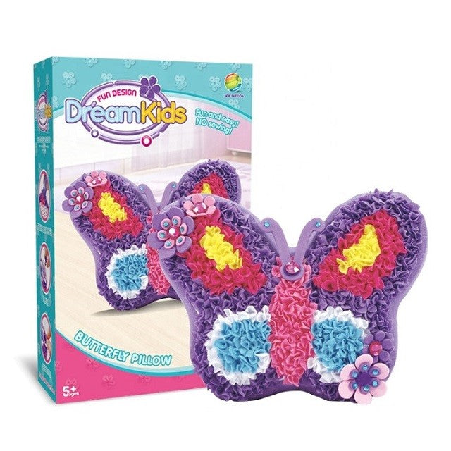 Dream Kids Set Creatie Perna Decorativa pentru Copii, Model Fluture, Activitate Educativa DIY, Material Textil Moale, Multicolor, Varsta 5+ Ani