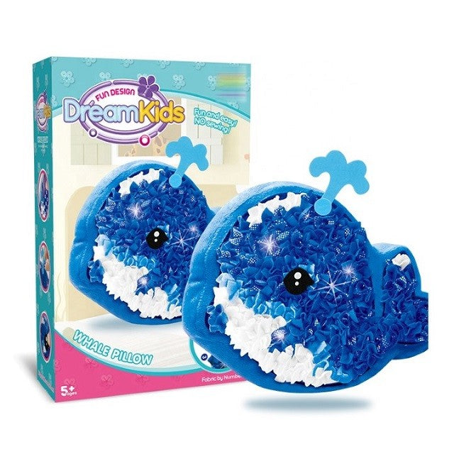 Dream Kids Set Creativ Perna de Cusut pentru Copii, Joc Educativ DIY de Realizat Manual, Model Delfin din Material Moale, Multicolor, Varsta 5 Ani+