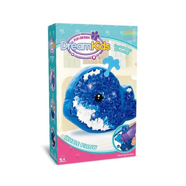 Dream Kids Set Creativ Perna de Cusut pentru Copii, Joc Educativ DIY de Realizat Manual, Model Delfin din Material Moale, Multicolor, Varsta 5 Ani+