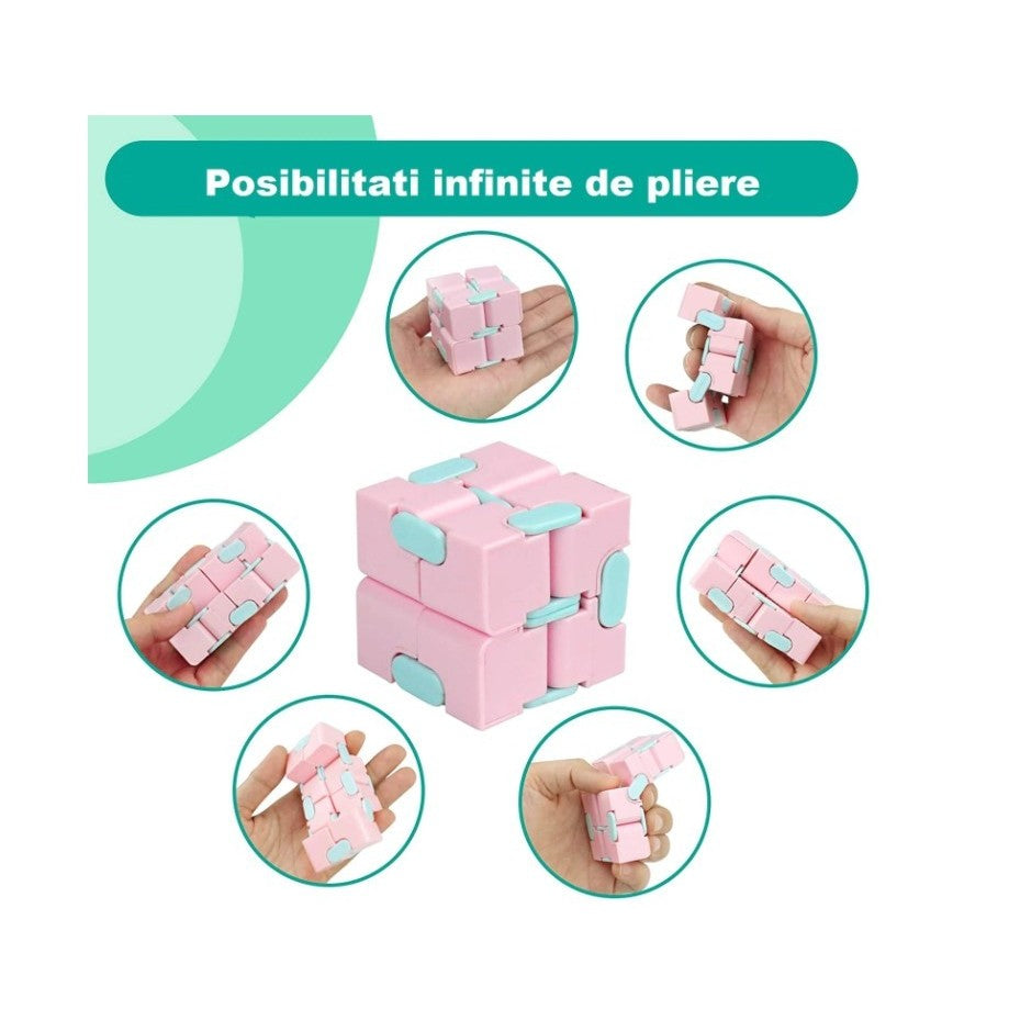 Cub Antistres Infinity Magic Cube, Jucarie Fidget Pentru Concentrare, Material ABS, 4x4x4 cm, Multicolor