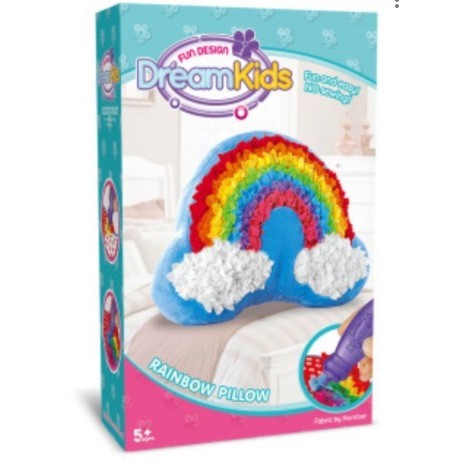Dream Kids Set Creatie Perna pentru Copii, Joc Educativ de Cusut si Personalizat, Material Textil Moale, Model Curcubeu, Varsta 5+ Ani