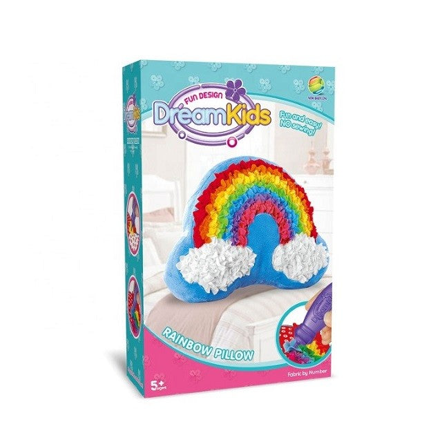 Dream Kids Set Creatie Perna pentru Copii, Joc Educativ de Cusut si Personalizat, Material Textil Moale, Model Curcubeu, Varsta 5+ Ani