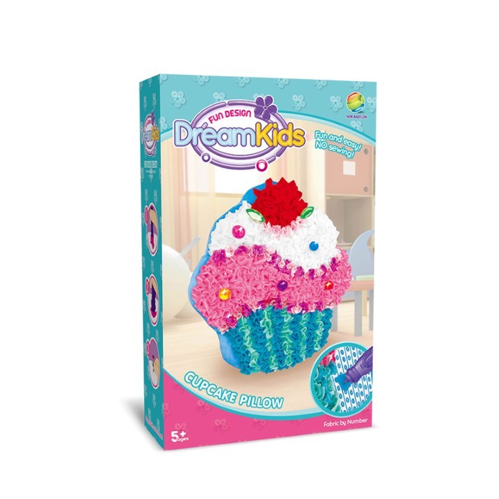 Dream Kids, Set Creatie Perna Decorativa pentru Copii, Joc Educativ Lucru Manual, Model Briosa, Material Textil Moale, Multicolor, Varsta 5+ Ani