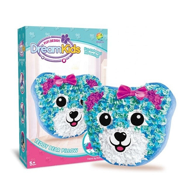 Dream Kids, Set Creatie Perna DIY pentru Copii, Joc Educativ Lucru Manual, Model Ursulet, Material Textil Moale, Varsta 5+ Ani