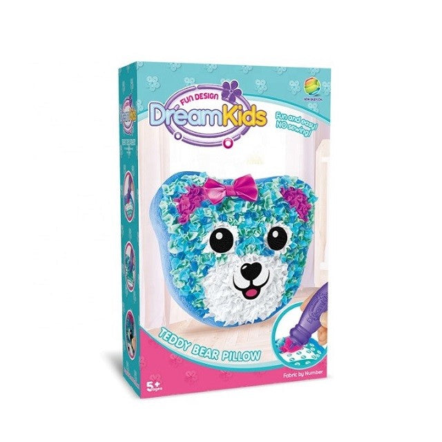 Dream Kids, Set Creatie Perna DIY pentru Copii, Joc Educativ Lucru Manual, Model Ursulet, Material Textil Moale, Varsta 5+ Ani