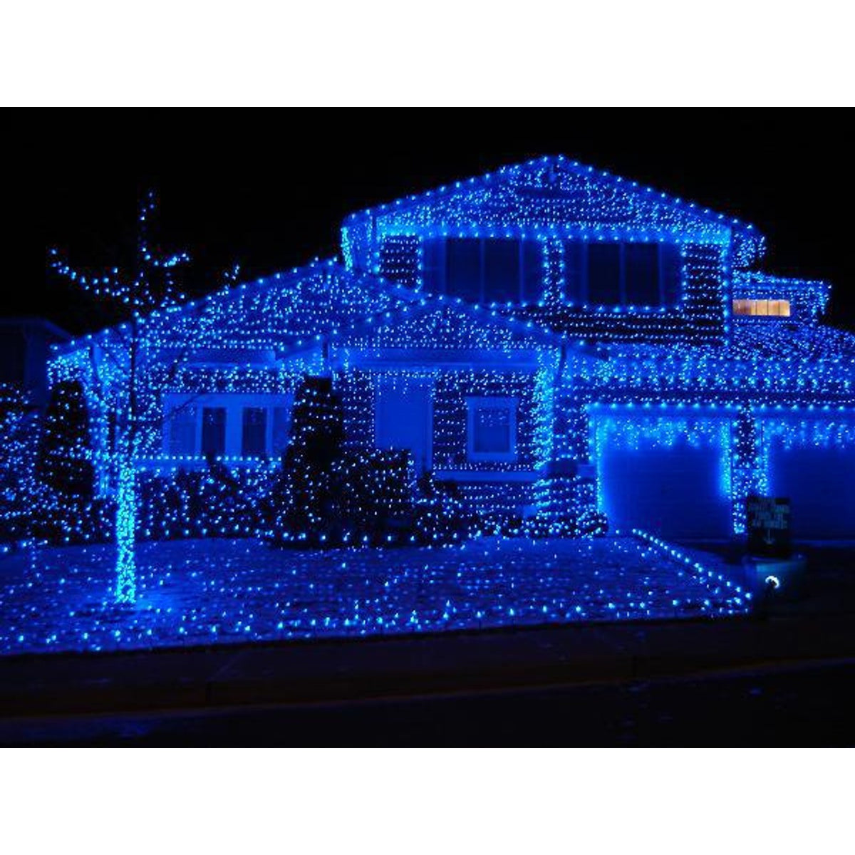 Instalatie de Craciun Tip Liniar cu Baterii, 2 Jocuri de Lumini, Fir Transparent, 10 LED-uri, 1 m, Albastru
