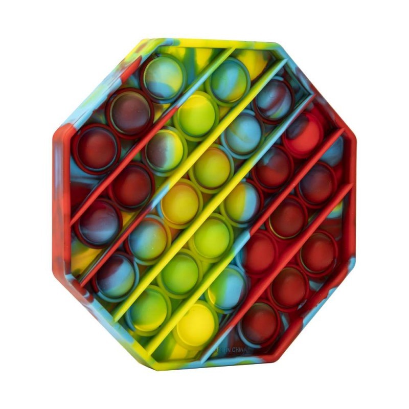 Jucarie Senzoriala Pop It Now & Flip It, Antistres Push Bubble, Forma Hexagon, Silicon Impermeabil, Multicolor, Model 5