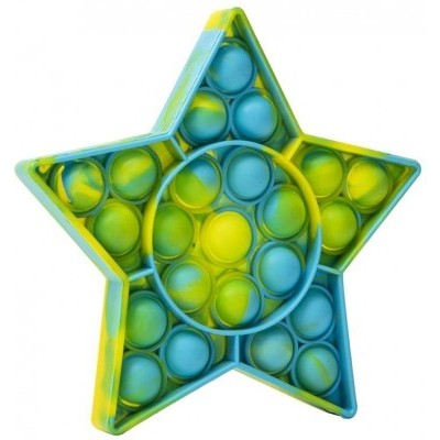 Jucarie Senzoriala Pop It Now & Flip It, Push Bubble Anti-stres, Forma Stea, Silicon Moale, Multicolor, Model 6