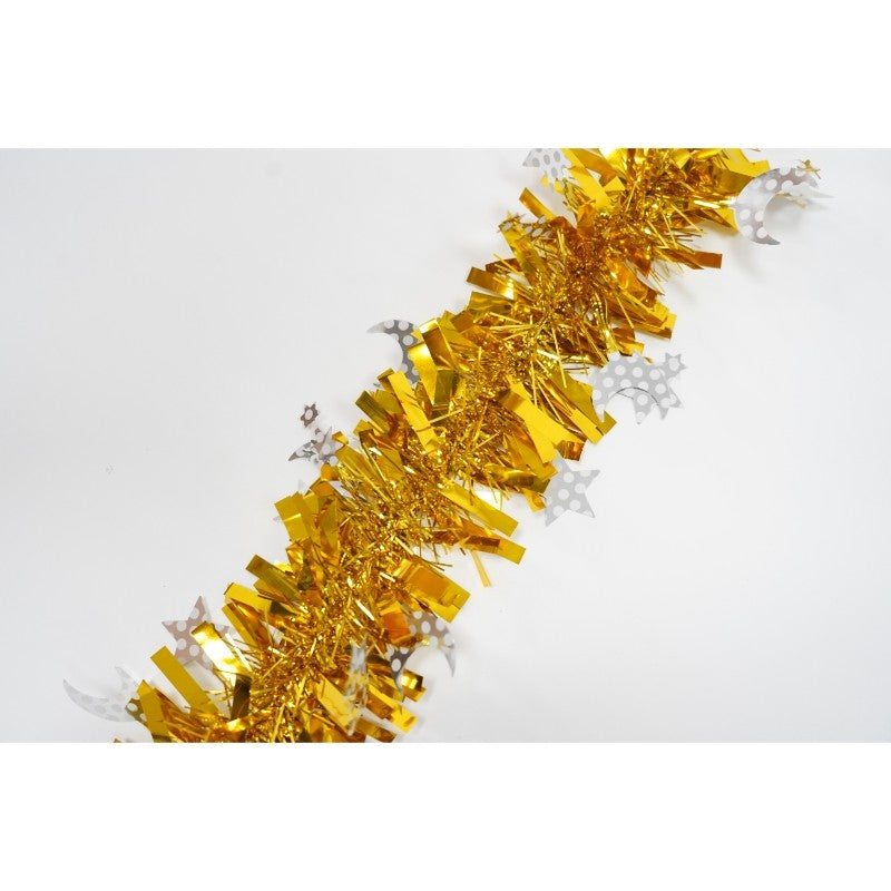 Beteala Craciun Stralucitoare, Decoratiune Pom de Iarna, Folie PVC, Interior si Exterior, Aurie, 2 m x 9 cm