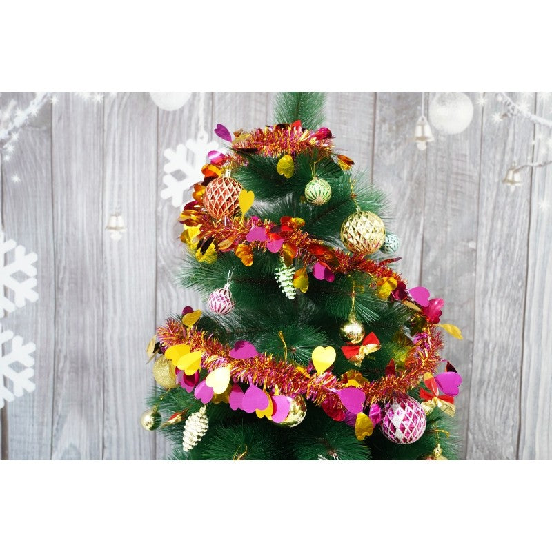Beteala Craciun Stralucitoare, Ornament Brad Bogat, Folie PVC Rezistenta, Interior si Exterior, Auriu, 2 m x 9 cm