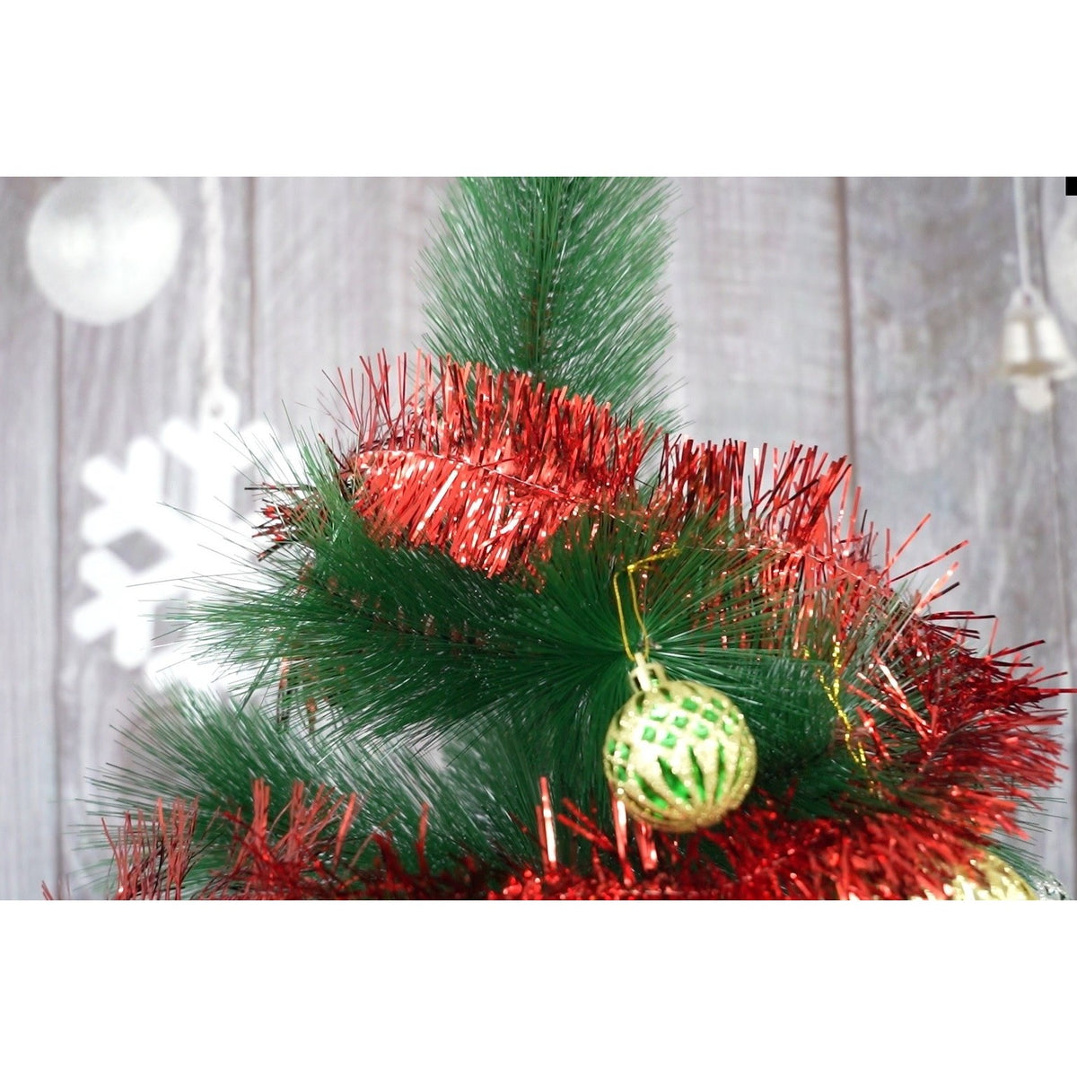 Beteala Craciun Tip Sir, Decoratiune Brad Interior si Exterior, Folie PVC, Rosu, 2 m x 7 cm