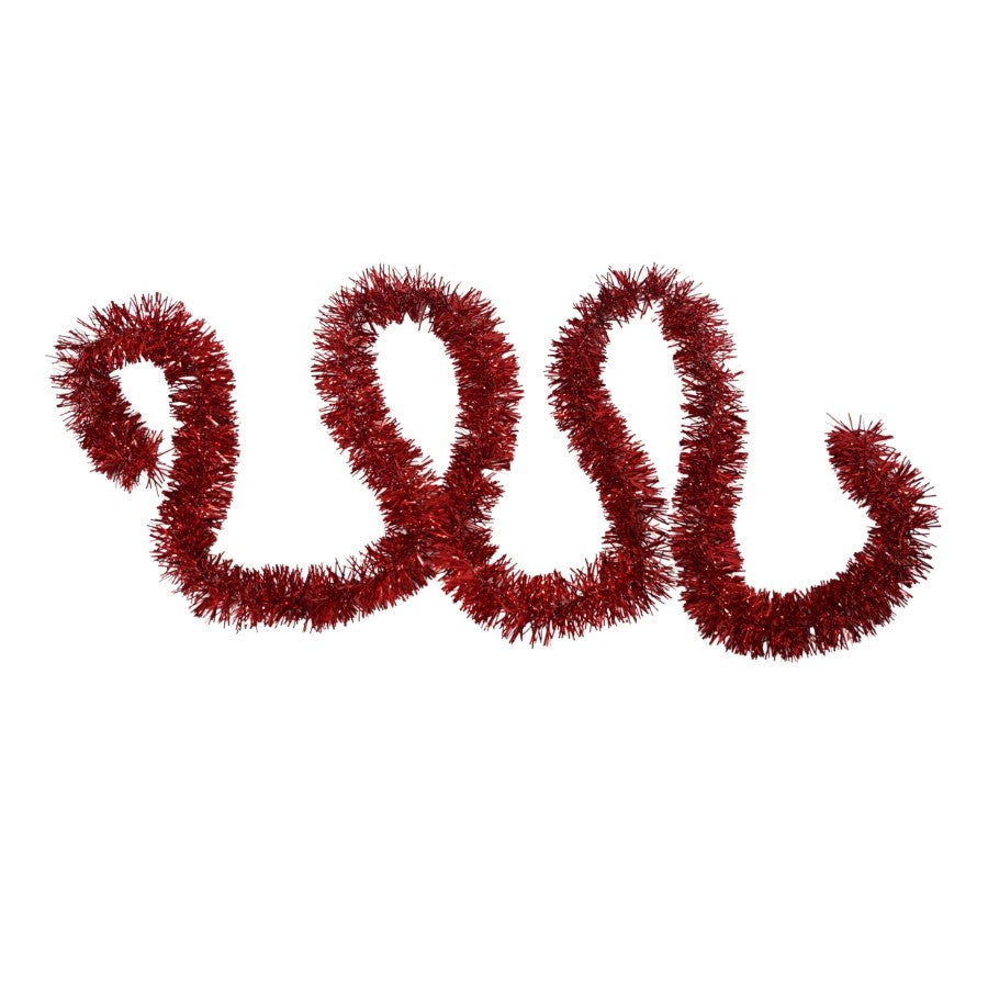 Beteala Craciun Tip Sir, Decoratiune Brad Interior si Exterior, Folie PVC, Rosu, 2 m x 7 cm