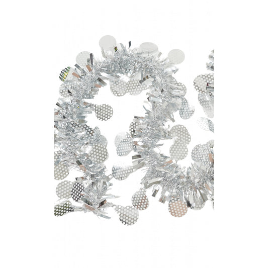 Beteala Craciun Clasica, Model Bogat si Pufos, Folie PVC Rezistenta, Interior si Exterior, Argintiu, 2 m x 11 cm x 9 cm