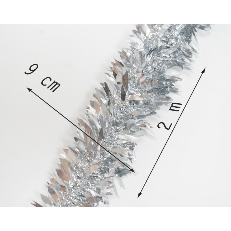 Beteala Craciun, Decoratiune Festiva Interior si Exterior, Folie PVC, Argintiu, 2 m x 6.5 cm