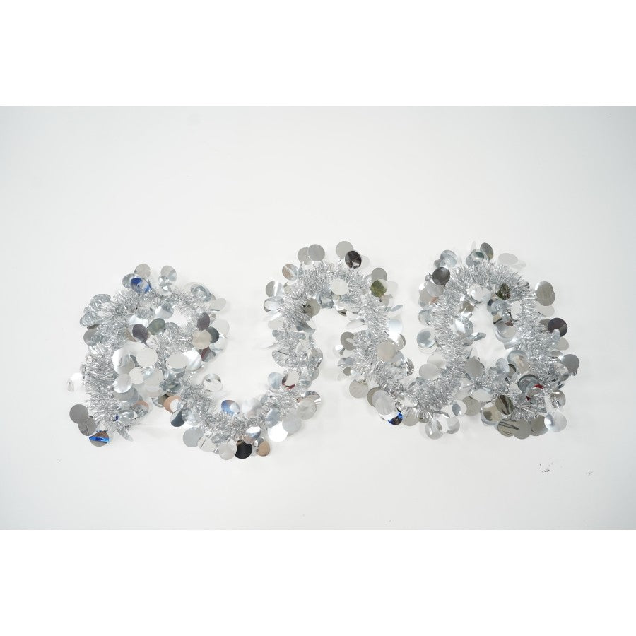 Beteala Craciun, Decoratiune Brad Pufoasa, Folie PVC Rezistenta, Interior si Exterior, Argintiu, 2 m x 11 cm