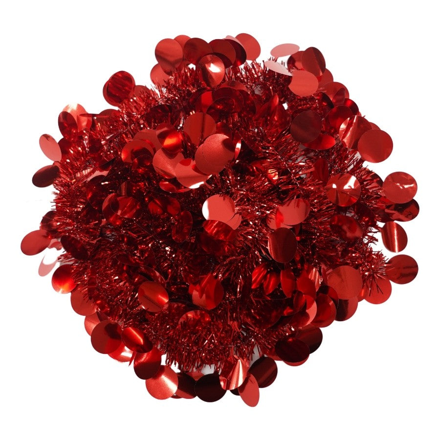 Beteala Craciun, Ghirlanda Decorativa Pufoasa, Folie PVC Rezistenta, Interior si Exterior, Rosu, 2 m x 11 cm