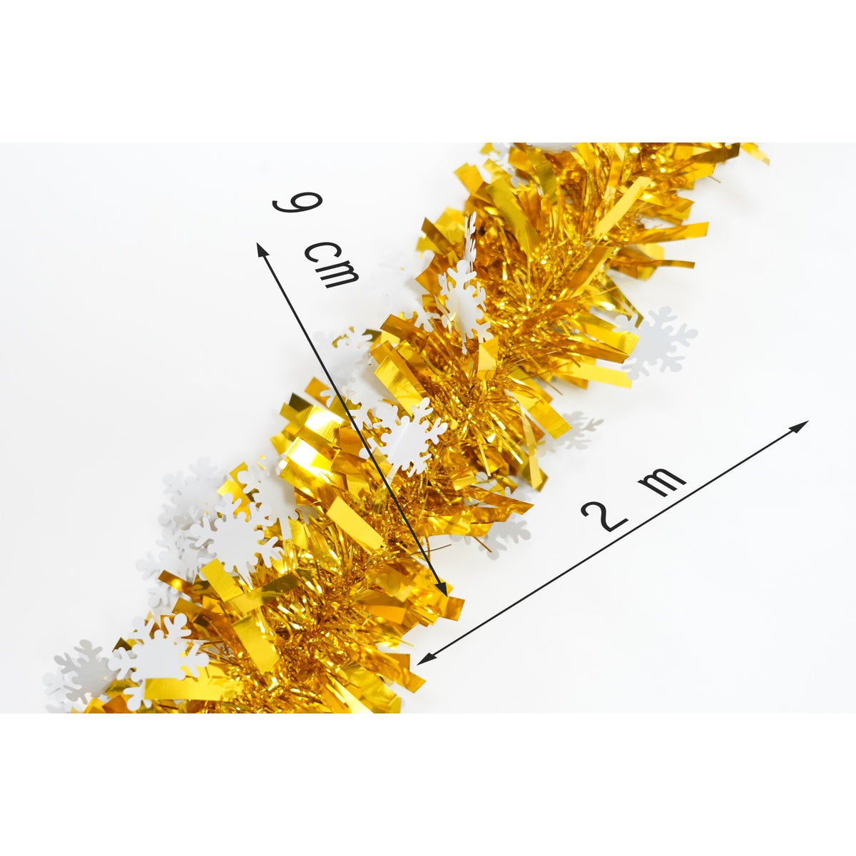 Beteala Craciun, Ghirlanda Decorativa Pufoasa, Folie PVC Rezistenta, Interior si Exterior, Auriu, 2 m x 9 cm