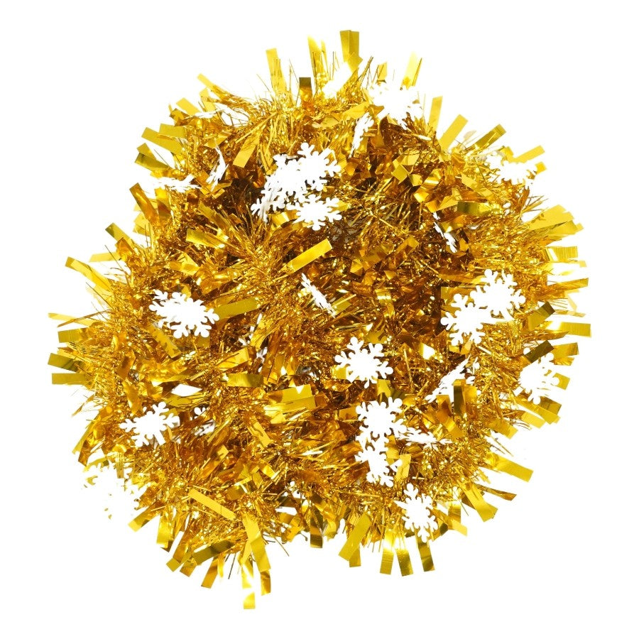 Beteala Craciun, Ghirlanda Decorativa Pufoasa, Folie PVC Rezistenta, Interior si Exterior, Auriu, 2 m x 9 cm