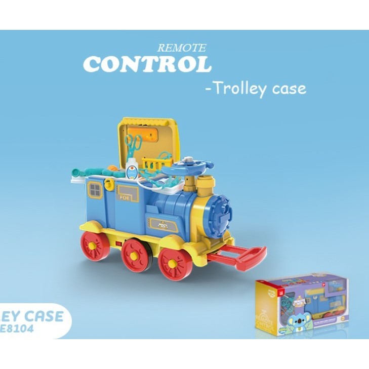 Locomotiva Interactiva cu Telecomanda Volan, Set Medical de Jucarie 4 in 1, Functii Muzicale si Luminoase, Design Tip Valiza Portabila, Material Plastic ABS, Multicolor