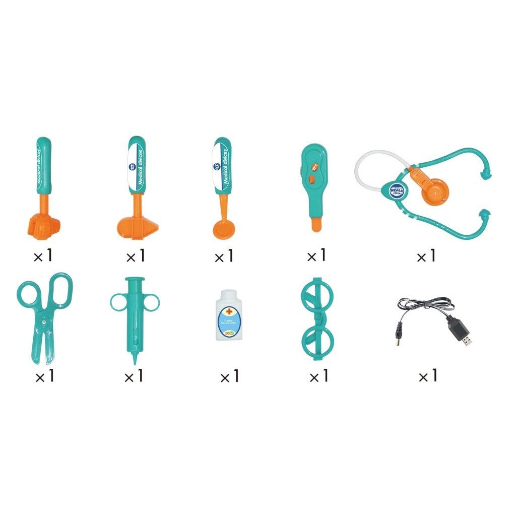 Locomotiva Interactiva cu Telecomanda Volan, Set Medical de Jucarie 4 in 1, Functii Muzicale si Luminoase, Design Tip Valiza Portabila, Material Plastic ABS, Multicolor