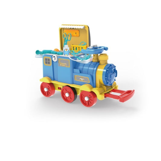 Locomotiva Interactiva cu Telecomanda Volan, Set Medical de Jucarie 4 in 1, Functii Muzicale si Luminoase, Design Tip Valiza Portabila, Material Plastic ABS, Multicolor