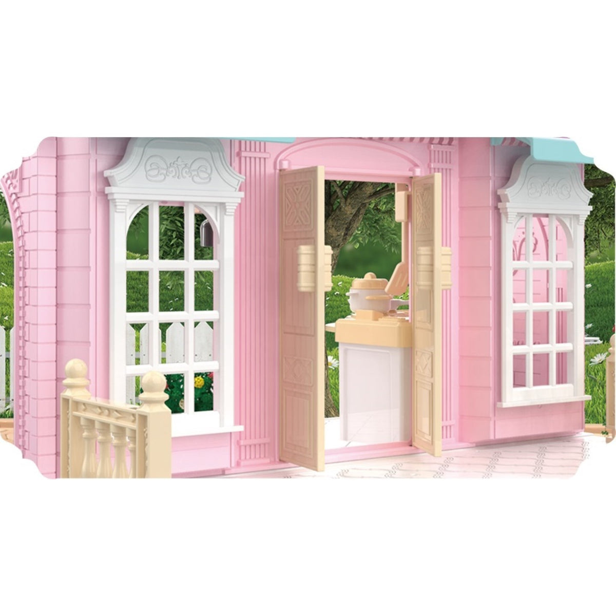 Set Bucatarie de Jucarie pentru Papusi, Mobilier Complet si Figurina Inclusa, Joc de Rol Educativ, Accesorii Gatit, Multicolor, 1 Set