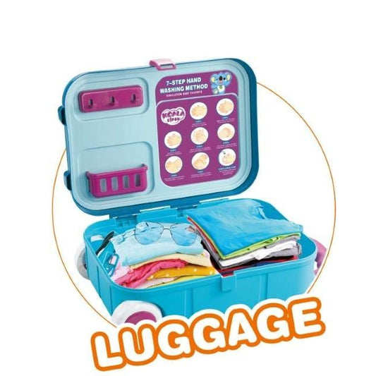 Set Bucatarie de Jucarie 2 in 1 Tip Valiza Portabila, Chiuveta cu Apa, Sunete si Lumini, Include Ustensile si Accesorii, Plastic, Multicolor