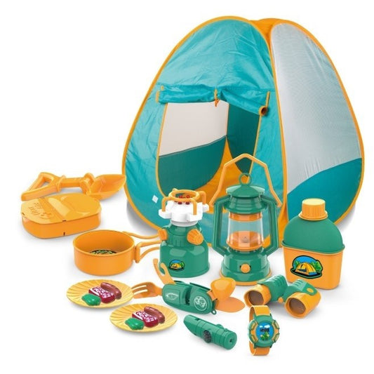 Set De Joacă Camping Pentru Copii Cu Cort Tip Pop-Up, 7 Accesorii Tematice, Utilizare Interior Și Exterior, Material Poliester, Multicolor