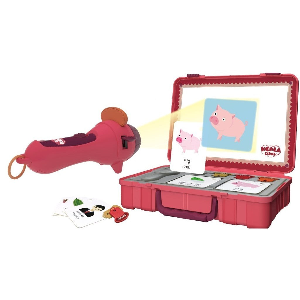 Proiector Tip Lanterna Pentru Copii, Jucarie Educativa Cu 48 Imagini Si Pictograme, Material Plastic, Include Cutie Depozitare, Varsta +3 Ani, Rosu