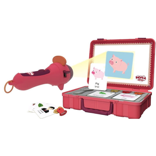 Proiector Tip Lanterna Pentru Copii, Jucarie Educativa Cu 48 Imagini Si Pictograme, Material Plastic, Include Cutie Depozitare, Varsta +3 Ani, Rosu