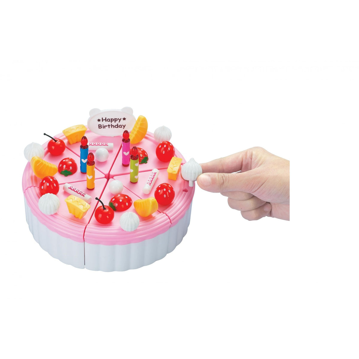 Set de Joaca Tort Aniversar si Prajituri, Kit Complet de Cofetarie cu Lumanari si Fructe, Plastic ABS, 75 Piese, Multicolor