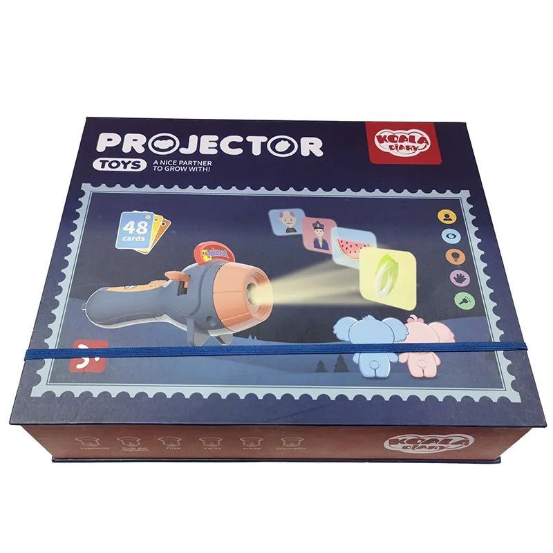 Proiector Tip Lanterna Pentru Copii, Jucarie Educativa cu 48 de Imagini si 6 Teme, Kidyslide, Material Plastic, Include Cutie Depozitare, 3 Ani+, Albastru