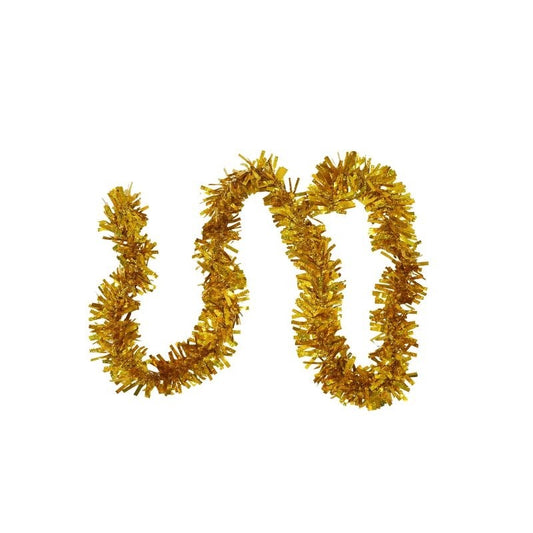 Beteala Craciun, Ghirlanda Decorativa Pufoasa, Folie PVC Rezistenta, Interior si Exterior, Galben, 2 m x 9 cm