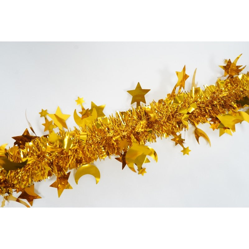 Beteala Craciun Ghirolda, Model Dens Fir Lung, Folie PVC Flexibila, Interior si Exterior, Auriu, 2 m x 9 cm x 5 cm