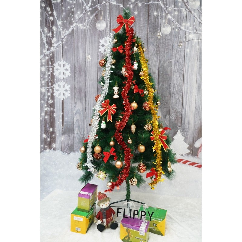 Beteala Craciun Ghirolda, Model Dens Fir Lung, Folie PVC Flexibila, Interior si Exterior, Auriu, 2 m x 9 cm x 5 cm