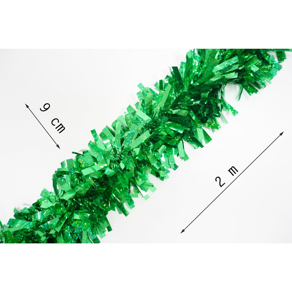 Beteala Brad Craciun, Aspect Dens Cu Sclipici, Decoratiune Interior si Exterior, Folie PVC, Verde, 2 m x 9 cm