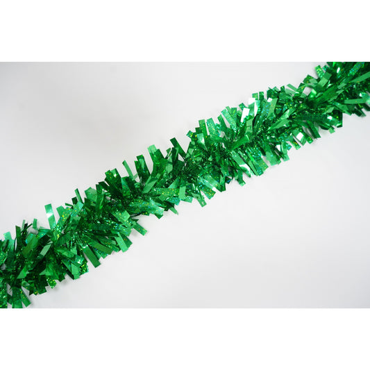 Beteala Brad Craciun, Aspect Dens Cu Sclipici, Decoratiune Interior si Exterior, Folie PVC, Verde, 2 m x 9 cm