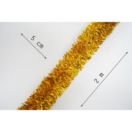 Beteala Craciun Stralucitoare, Decoratiune Pom si Interior, Folie PVC Rezistenta, Auriu, 2 m x 5 cm