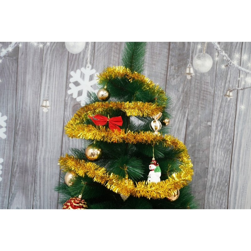 Beteala Craciun Stralucitoare, Decoratiune Pom si Interior, Folie PVC Rezistenta, Auriu, 2 m x 5 cm