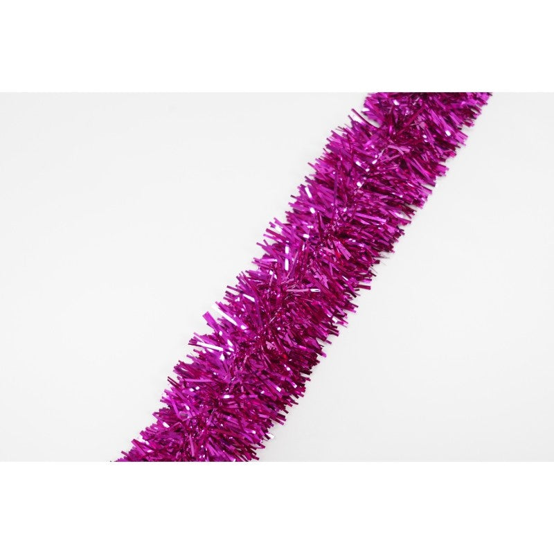 Beteala Craciun, Ghirlanda Decorativa Pufoasa, Folie PVC Rezistenta, Interior si Exterior, Roz, 2 m x 5 cm
