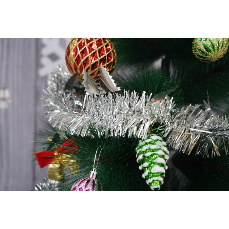 Beteala Craciun, Decoratiune Festiva Clasica, Folie PVC Flexibila, Utilizare Interior si Exterior, Argintiu, 2 m x 9 cm x 5 cm