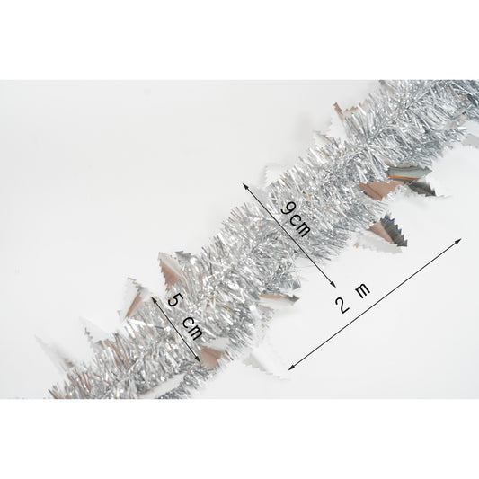 Beteala Craciun, Decoratiune Festiva Clasica, Folie PVC Flexibila, Utilizare Interior si Exterior, Argintiu, 2 m x 9 cm x 5 cm