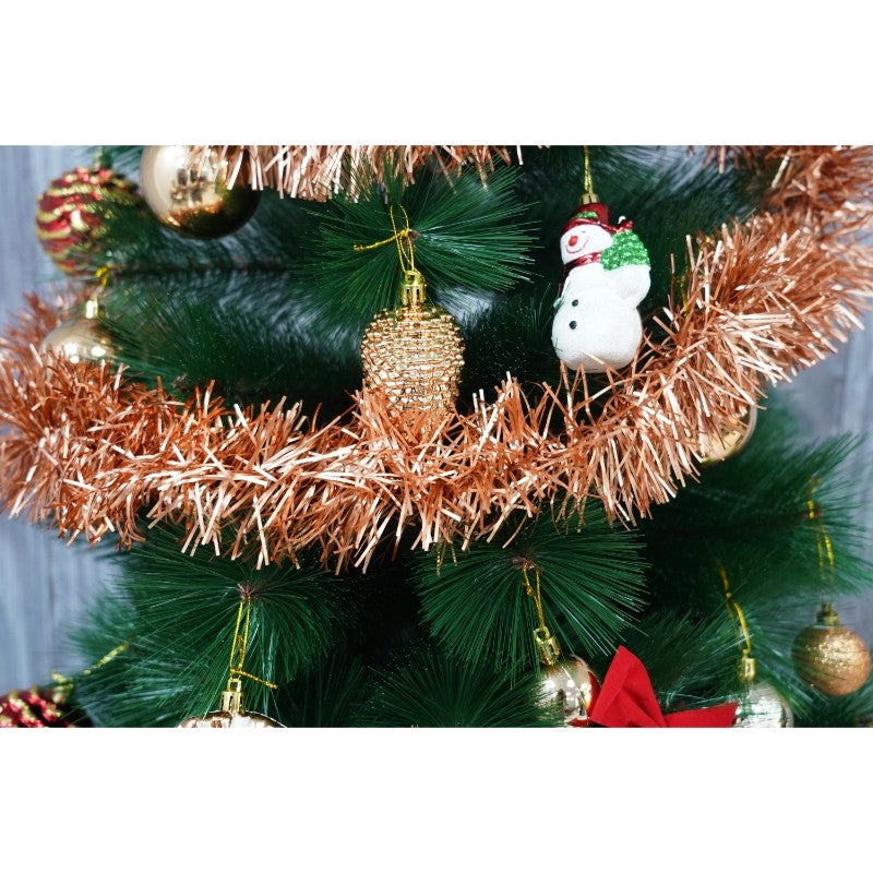 Beteala Craciun, Decoratiune Festiva Brad, Folie PVC, Portocaliu, 2 m x 9 cm