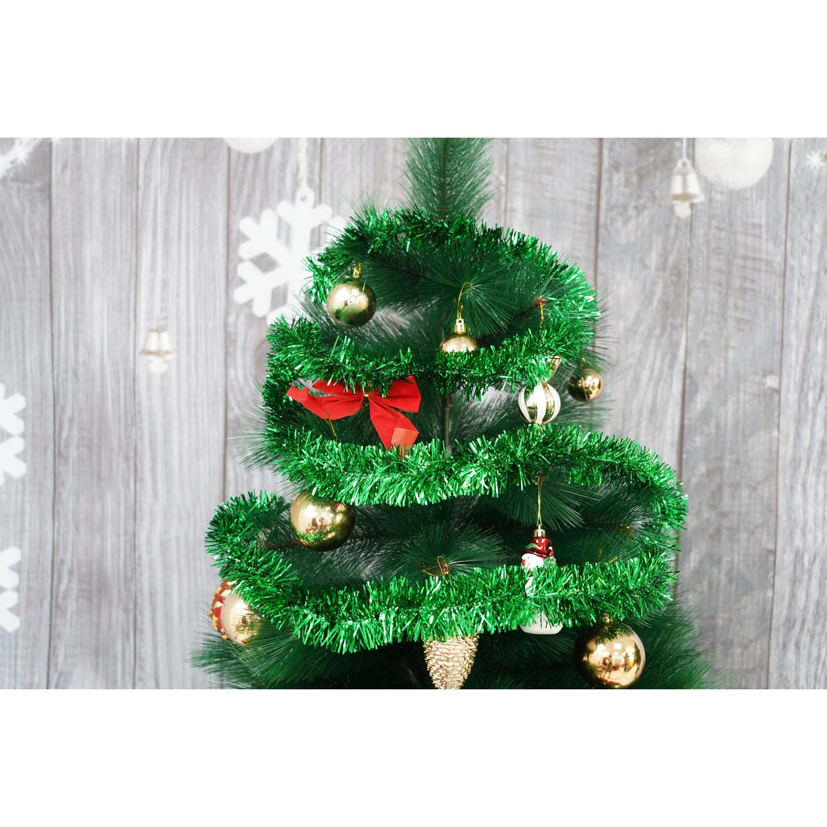 Beteala Craciun, Ghirlanda Decorativa Pom, Folie PVC Flexibila, Utilizare Interior si Exterior, Verde, 2 m x 5 cm